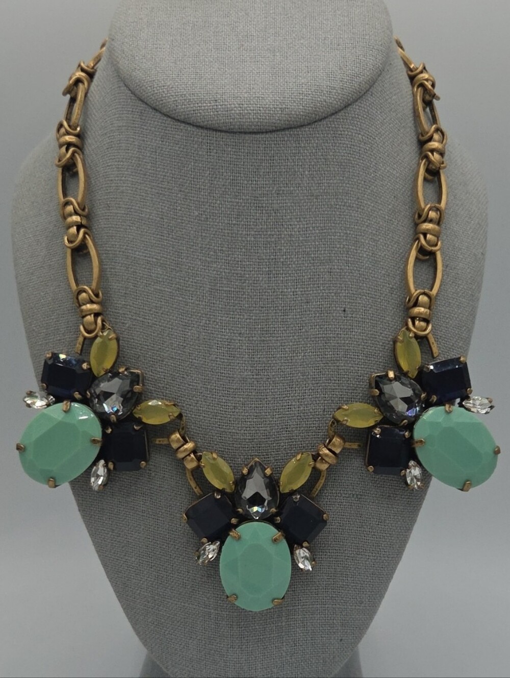 5 for $25! J. Crew Statement Flower Bib Necklace - Mint & Navy